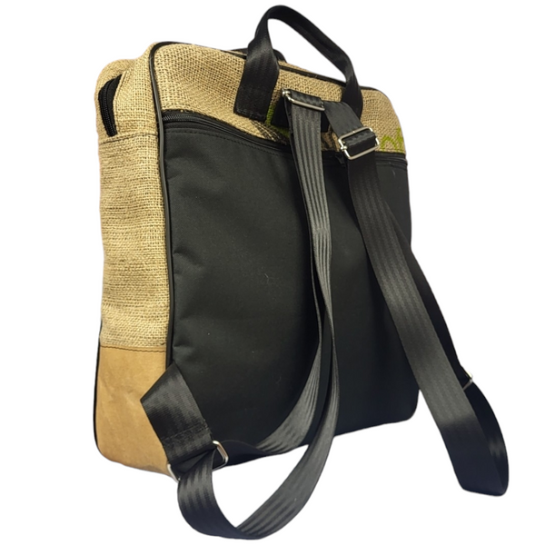 Plecak Kostka z worka po kawie B06